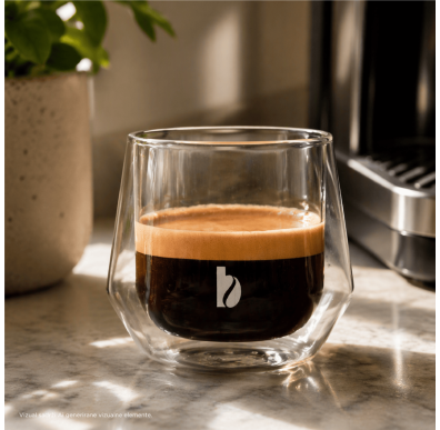 Uživaj u Barcaffè staklenoj šalici za kavu moderanog i funkcionalnog dizajna.